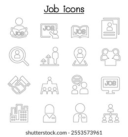Job icon set in thin line style