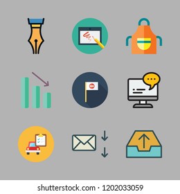 job icon set. vector set about wrong way, computer, email and car repair icons set.