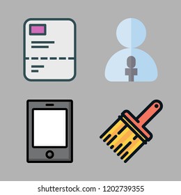 job icon set. vector set about graphic tool, reporter, report and tablet icons set.