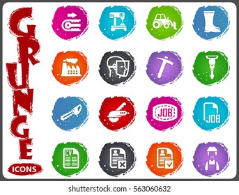 Job icon set for web sites and user interface in grunge style