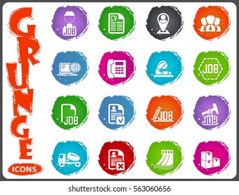 Job icon set for web sites and user interface in grunge style