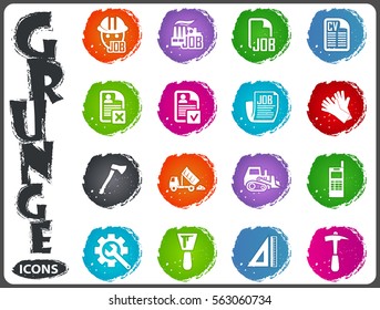 Job icon set for web sites and user interface in grunge style