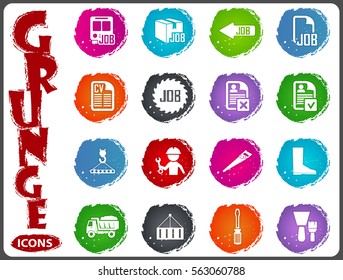 Job icon set for web sites and user interface in grunge style