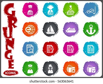 Job icon set for web sites and user interface in grunge style
