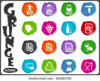 Job icon set for web sites and user interface in grunge style