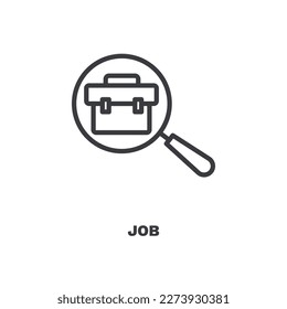 Jobsymbol. Leuchtendes Jobsymbol aus der Personalsammlung. Rahmenvektor einzeln auf weißem Hintergrund. Bearbeitbare Jobsymbole können im Web und mobil verwendet werden