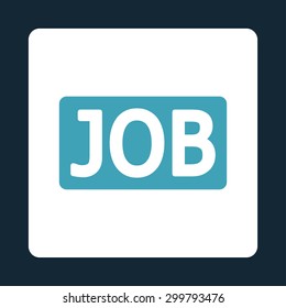 Job icon. Vector style is blue and white colors, flat rounded square button on a dark blue background.