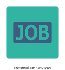 Job icon. Vector style is cobalt and cyan colors, flat rounded square button on a white background.
