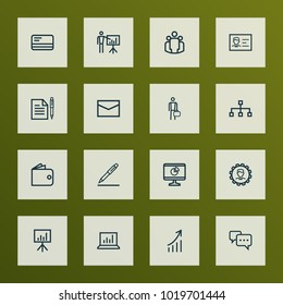 Job icons line style set with diagram, increasing, statistics and other whiteboard elements. Isolated vector illustration job icons.