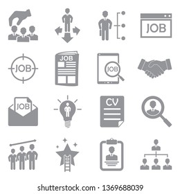 Job Icons. Set 2. Gray Flat Design. Vector Illustration.