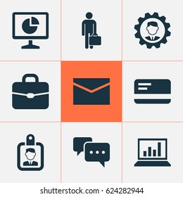 Job Icons Set. Collection Of Diagram, Work Man, Envelope And Other Elements. Also Includes Symbols Such As Man, Businessman, Letter.
