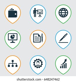 Job Icons Set. Collection Of Increasing, Billfold, Statistics And Other Elements. Also Includes Symbols Such As Contract, Pen, Signing.