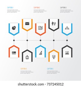 Job Icons Set. Collection Of Payment, Id Badge, Presenting Man And Other Elements. Also Includes Symbols Such As Pen, Circle, Screen.