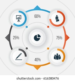 Job Icons Set. Collection Of Presentation Board, Pie Bar, Pen And Other Elements. Also Includes Symbols Such As Signing, Circle, Unity. Job Icons Set. Collection Of Presentation Board, Pie Bar, Pen And Other Elements. Also Includes Symbols Such As Signing, Circle, Unity.