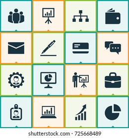 Job Icons Set. Collection Of Presentation Board, Chatting, Suitcase And Other Elements. Also Includes Symbols Such As Team, Briefcase, Gear.