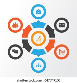 Job Icons Set. Collection Of Presenting Man, Group, Suitcase And Other Elements. Also Includes Symbols Such As Letter, Man, Envelope.