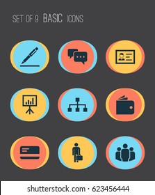Job Icons Set. Collection Of Work Man, Identification, Billfold And Other Elements. Also Includes Symbols Such As Structure, Pen, Team.