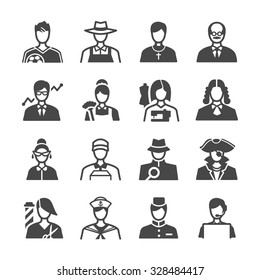 Job icons set. Included the icons as occupations, avatar, profile, user, careers, jobs and more.