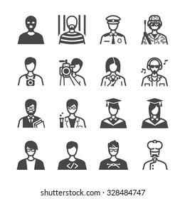 Job icons set. Included the icons as occupations, avatar, profile, user, careers, jobs and more.