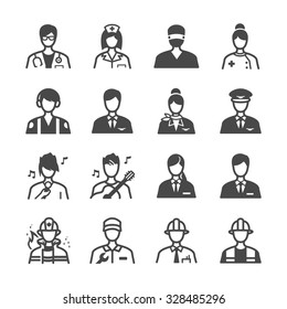 Job icons set. Included the icons as occupations, avatar, profile, user, careers, jobs and more.