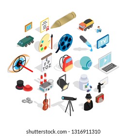 Job icons set. Isometric set of 25 job vector icons for web isolated on white background