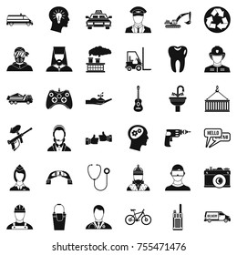 Job icons set. Simple style of 36 profession vector icons for web isolated on white background