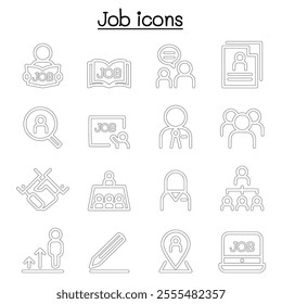 Job icons set in thin line style