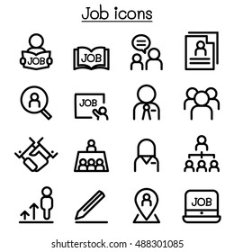 Job icons set in thin line style