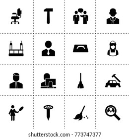 Job icons. vector collection filled job icons. includes symbols such as businessman, businessmen communication, user search. use for web, mobile and ui design.