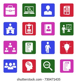Job Icons. White Flat Design In Square. Vector Illustration. 