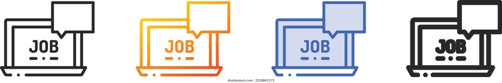 icono de trabajo. Diseño lineal delgado, degradado, trazo azul y estilo audaz aislado sobre fondo blanco