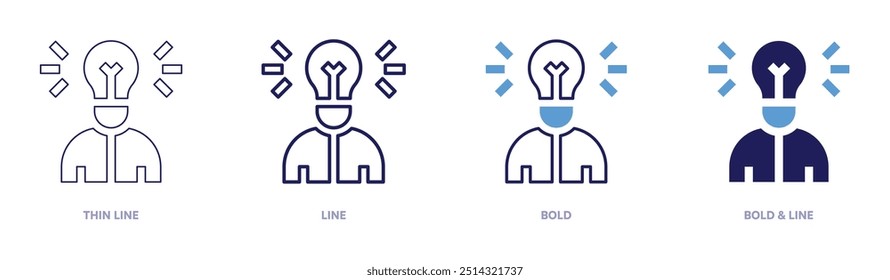 Jobideen-Icon in 4 verschiedenen Stilen. Dünne Linie, Linie, Fett und Fette Linie. Duotone-Stil. Bearbeitbarer Strich.