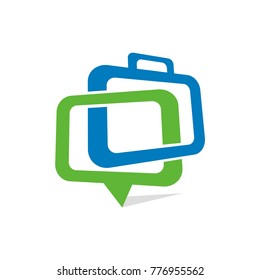 Job information logo, briefcase and speech bubble linked, designing based in vector formats