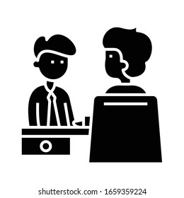 Job interview black icon, concept illustration, vector flat symbol, glyph sign.