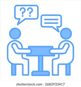 Job Interview Blue Icon Vector Illustration