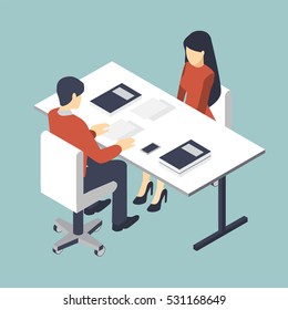 Job Interview Business, Isometric Vector