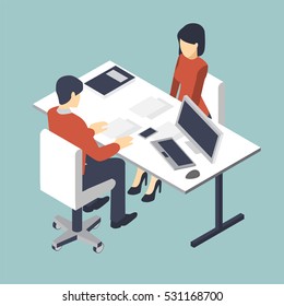 Job Interview Business, Isometric Vector