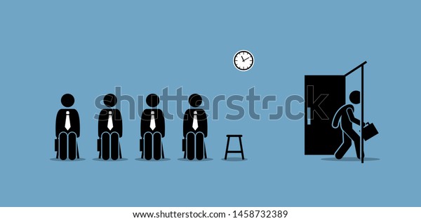Job Interview Candidates Waiting Outside Room Stock Vector