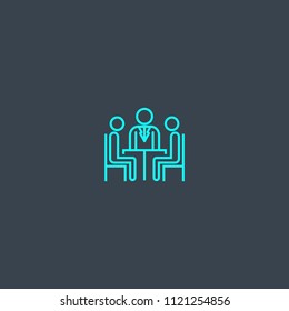 Job interview concept blue line icon. Simple thin element on dark background. Job interview concept outline symbol design from HR set. Can be used for web and mobile UI/UX