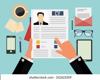 Job interview concept with business cv resume