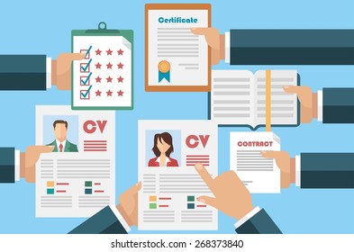 Job interview concept with business cv resume