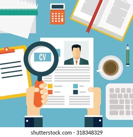 Job interview concept with business cv resume