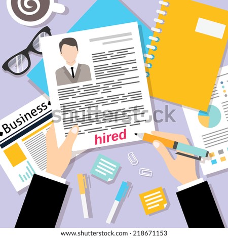 Job interview concept with business cv resume vector illustration