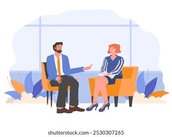 job interview concept. hr manager meeting with candidate with resume for conversation
