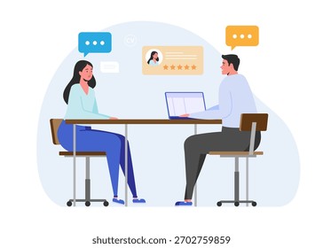 Job interview concept. Interview with human resources stock illustration