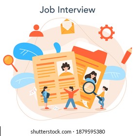 Job interview concept. Idea of employment and hiring. Recruitment manager searching. HR manger occupation. Isolated flat vector illustration