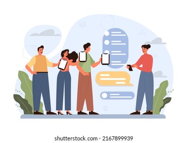 Job interview concept. Idea of employment and hiring procedure. Recruiter searching for and interviewing a job candidate. Flat vector illustration