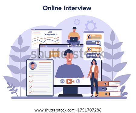 Job interview concept. Idea of employment and hiring. Recruitment manager searching. Isolated flat vector illustration