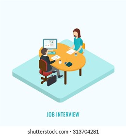 Job Interview Concept Isometric 3d Vector Stock Vector (Royalty Free ...