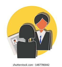 Job interview concept on white background. Flat vector illustration for web. 